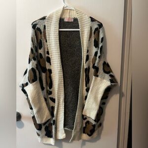 Leopard Print Open Front Cardigan Sweater